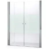 Maxaro Zircon Comfort Douchedeur | 160 cm Chroom Helder met matte strook Pendeldeur