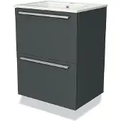 Maxaro Modulo Slim Badkamermeubel met wastafel | 50 cm Donkergrijs Vlak front Keramiek 2 lades onder elkaar