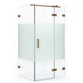 Maxaro Diamond Douchecabine | 90x80 cm Koper Helder met matte strook Draaideur Rechthoek