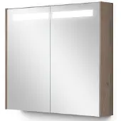 Maxaro Spiegelkast Met Verlichting Modulo 80x70cm Middenbruin Eiken