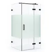 Maxaro Diamond Douchecabine | 90x80 cm Mat zwart Helder met matte strook Draaideur Rechthoek