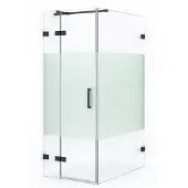 Maxaro Diamond Douchecabine | 110x80 cm Zwart chroom Helder met matte strook Draaideur Rechthoek