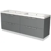 Maxaro Modulo Badkamermeubel met wastafel | 180 cm Middengrijs Vlak front Mineraalmarmer 4 lades