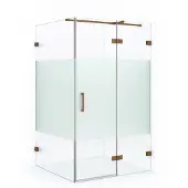 Maxaro Diamond Douchecabine | 120x110 cm Koper Helder met matte strook Draaideur Rechthoek