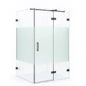 Maxaro Diamond Douchecabine | 110x110 cm Zwart metaal Helder met matte strook Draaideur Vierkant