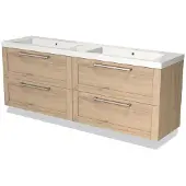 Maxaro Modulo Badkamermeubel met wastafel | 180 cm Lichtbruin eiken Kader front Mineraalmarmer 4 lades