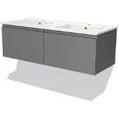 Maxaro Modulo Badkamermeubel met wastafel | 120 cm Middengrijs Greeploos front Keramiek 2 lades naast elkaar