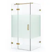 Maxaro Diamond Douchecabine | 100x80 cm Goud Helder met matte strook Draaideur Rechthoek