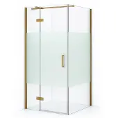 Maxaro Diamond Douchecabine | 100x90 cm Goud Helder met matte strook Draaideur Rechthoek