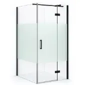 Maxaro Diamond Douchecabine | 110x90 cm Mat zwart Helder met matte strook Draaideur Rechthoek