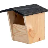 Esschert Design Vogelhuisje Halfhol Zwart Dak- Nestkastje - - Houtkleur - NK105
