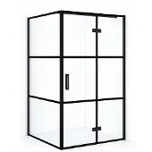 Maxaro Diamond Douchecabine | 120x100 cm Mat zwart Helder met 4 zwarte strepen Draaideur Rechthoek