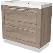 Maxaro Modulo Slim Badkamermeubel met wastafel | 80 cm Eiken Kader front Mineraalmarmer 2 lades onder elkaar