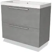 Maxaro Modulo Slim Badkamermeubel met wastafel | 80 cm Lichtgrijs beton Vlak front Mineraalmarmer 2 lades onder elkaar