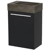 Maxaro Modulo Pico Toiletmeubel met wastafel | 40 cm Mat zwart Vlak front Natuursteen