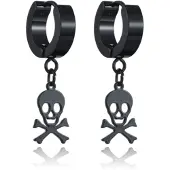 LGT JWLS Mannen oorringen zwart van edelstaal met een skull