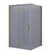Maxaro Diamond Douchecabine | 110x90 cm Goud Rookglas Draaideur Rechthoek