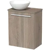 Maxaro Toiletmeubel met waskom | 41 cm Mat zwart Vlak front Mat wit Keramiek waskom Eiken blad