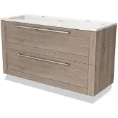 Maxaro Modulo Badkamermeubel met wastafel | 120 cm Eiken Kader front Solid surface 2 lades onder elkaar