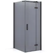 Maxaro Diamond Douchecabine | 90x80 cm Zwart metaal Rookglas Draaideur Rechthoek