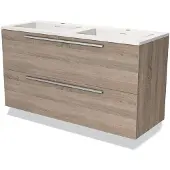 Maxaro Modulo Badkamermeubel met wastafel | 120 cm Eiken Vlak front Solid surface 2 lades onder elkaar