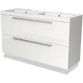 Maxaro Modulo Slim Badkamermeubel 120cm wit Vlak front 2 lades Mineraalmarmer | Badkamermeubel Wit | Wit Badmeubel