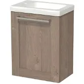 Maxaro Modulo Pico Toiletmeubel met wastafel | 40 cm Middenbruin eiken Kader front Keramiek