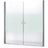 Maxaro Zircon Comfort Douchedeur | 195 cm Chroom Helder met matte strook Pendeldeur