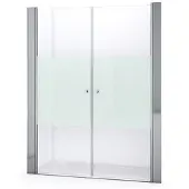 Maxaro Zircon Comfort Douchedeur | 165 cm Chroom Helder met matte strook Pendeldeur