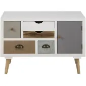 Ebuy24 Thijs kommode wit ladekast met 5 lades.