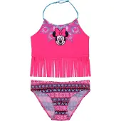 Disney Minnie Mouse - Neon roze Aztec patroon zwempak met kwastjes / 104-110