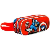 KARACTERMANIA Schoolpennenetui, dubbel, Marvel Captain America, rood, 22x10x8 cm