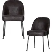 Woood Vogue Eetkamerstoelen - Leer - Zwart - Set van 2