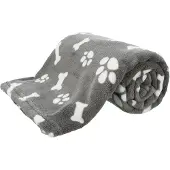 Trixie Hondenbed Kenny, fleece, met botmotief, grijs