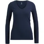 We fashion - Dames T-shirt met V-hals - Slim Fit - Blauw - Katoen - Maat: S