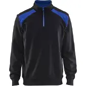 Blakläder Sweatshirt bicolour met halve rits 33531158 | Zwart/Korenblauw | Maat S - 7330509456293