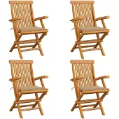 vidaXL Tuinstoelen 4 st met beige kussens massief teakhout
