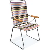 Houe CLICK Eetstoel met verstelbare rugleuning/bamboe armleuning stalen frame 2 stuks