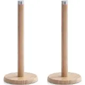 Zeller 2x Bamboe houten keukenrolhouders rond 14 x 32 cm - Keukenrolhouders