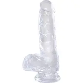 King Cock Clear 6 - dildo met zuignap en ballen - transparant 15cm