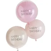 Ginger Ray Happy Birthday ballonnen dubbellaags luxe 3 stuks 45cm