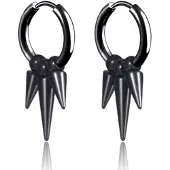 LGT JWLS Mannen oorringen zwart edelstaal met 3 pijlen hangers