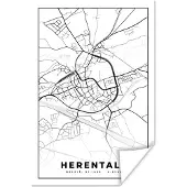 PosterMonkey Poster Stadskaart – Plattegrond – België – Zwart Wit – Herentals – Kaart - 40x60 cm