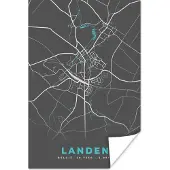 PosterMonkey Poster Stadskaart – Grijs - Kaart – Landen – België – Plattegrond - 40x60 cm