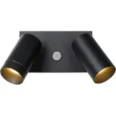 Lucide TAYLOR - Wandspot / Wandlamp Binnen/Buiten - 2xGU10 - IP54 - Bewegingssensor - Zwart