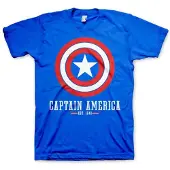 Marvel Captain America Heren Tshirt -S- Logo Blauw