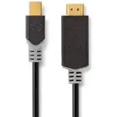 Nedis Mini Displayport-kabel | DisplayPort 1.2 | Mini DisplayPort-stekker | HDMI-stekker | 21,6 Gbps | Verguld | 2,00 m | Rond | PVC | Antraciet |