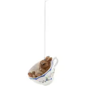Clayre & Eef Multi Decoratie hanger konijn in kopje 9*7*5 cm 6PR0692
