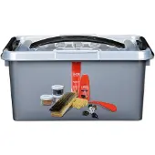 Sunware Q-line schoenpoetsdoos met inzet 6L - 30x30x14.7 cm - Metaal/Zwart
