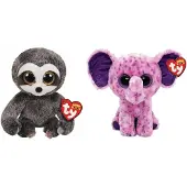 TY - Knuffel - Beanie Boo's - Dangler Sloth & Eva Elephant